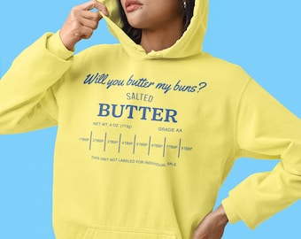 Mi spalmerai il burro sui panini? Felpa con cappuccio e scritta "Butter" / Felpa con un simpatico gioco di parole sul cibo