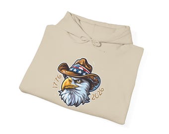 Felpa con cappuccio aquila patriottica con cappello da cowboy / Felpa con cappuccio bandiera americana western (6 colori, S-5XL)