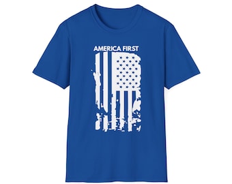 Distressed American Flag T-Shirt | America First Patriotic Tee