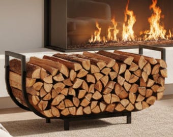 Modern Metal U Shaped Firewood Rack – Indoor/Outdoor Log Storage