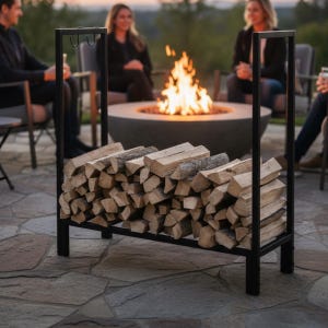Modern Metal Firewood Rack, Indoor Outdoor Log Holder