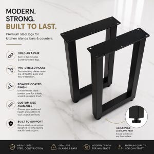 Kitchen Island Legs Metal Table Legs Bar Height Counter Height Custom Steel Table Base Modern Industrial Furniture Legs