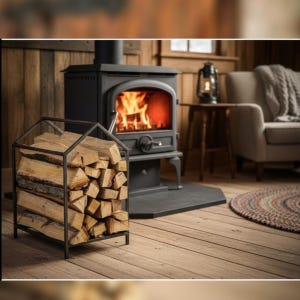 Modern Metal Firewood Rack – Indoor Outdoor Log Holder, Cabin Decor