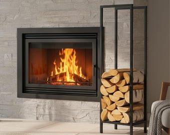Modern Steel Firewood Rack: Tall, Minimalist Log Storage