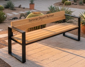 Banco de exterior personalizado y grabado, banco de jardín conmemorativo