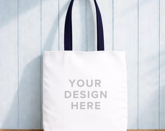 Quick Dry Tote Mockup Navy Blue Handles - Beach Tote Mockup - Quick Dry Tote Mockup - Summer Tote Mockup - POD Quick Dry Tote Mockup