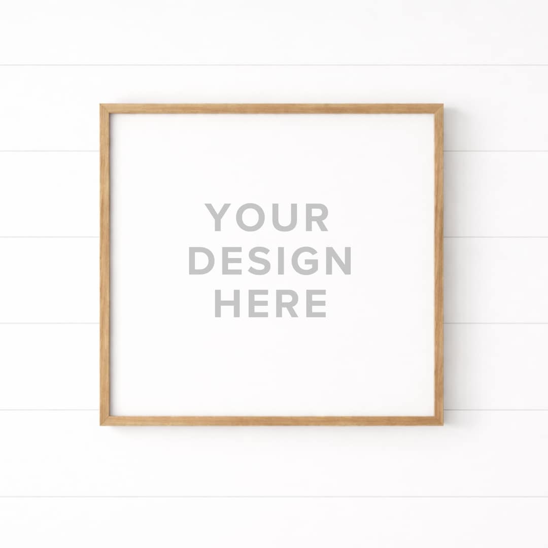 Sign Layout White White Square Sign Mockup - Wooden Framed White Sign Mockup - Minimalist ...