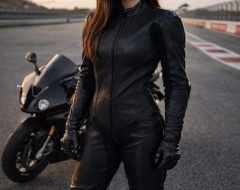 Women's Custom Kangaroo Leather Motorcycle Racing Suit | MotoGP Biker Armor