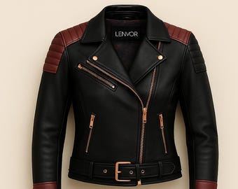 LENVOR “Rebel Rose” Women’s Moto Leather Jacket