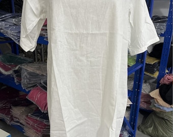 Vestido túnica de lino y algodón para mujer, estilo casual, holgado, veraniego, minimalista, tallas grandes.