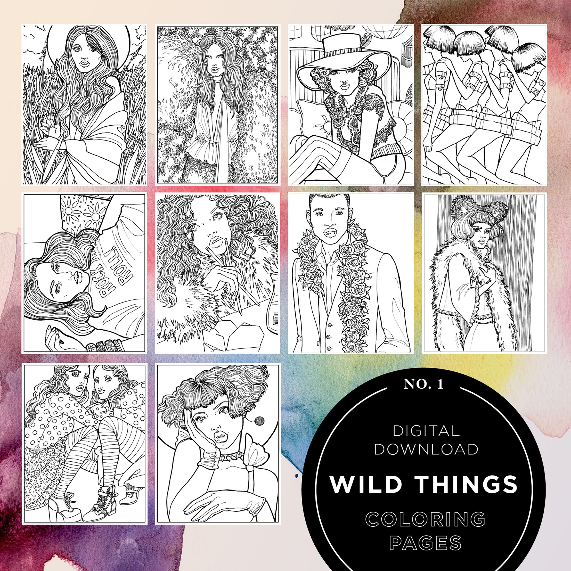 Download Wild Things A Fashion Coloring Book Downloadable Pdf Version Etsy