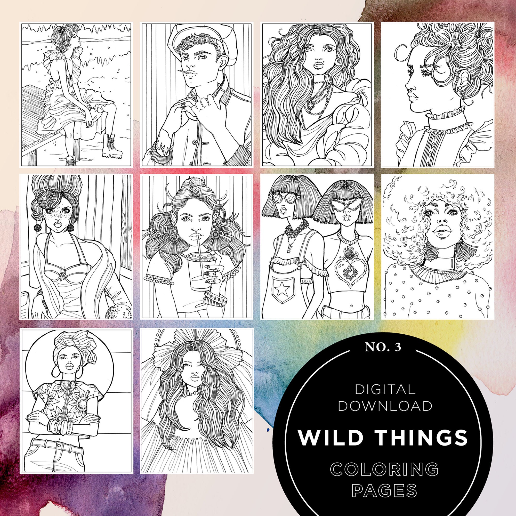Download Wild Things A Fashion Coloring Book Downloadable Pdf Version Etsy