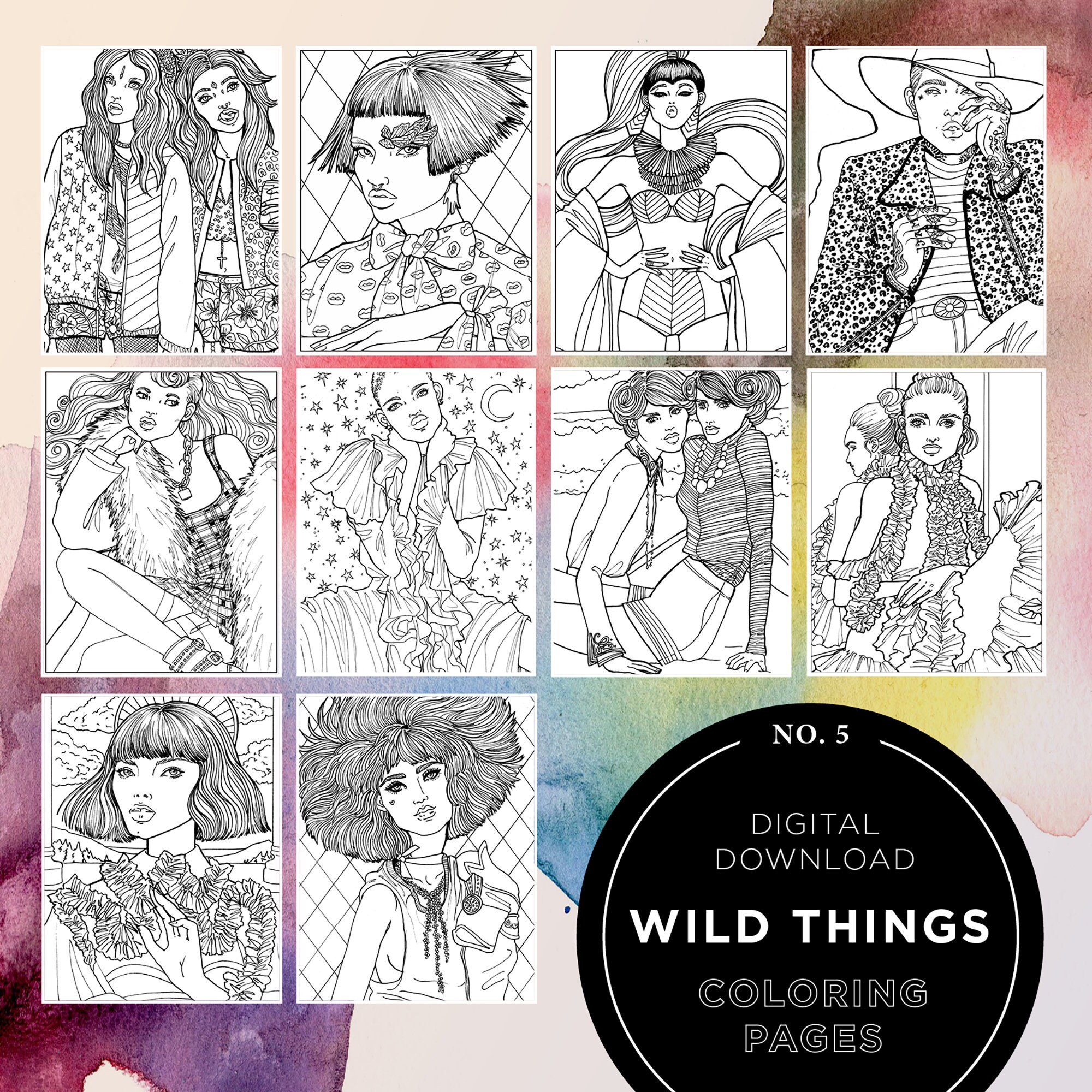 Download Wild Things A Fashion Coloring Book Downloadable Pdf Version Etsy