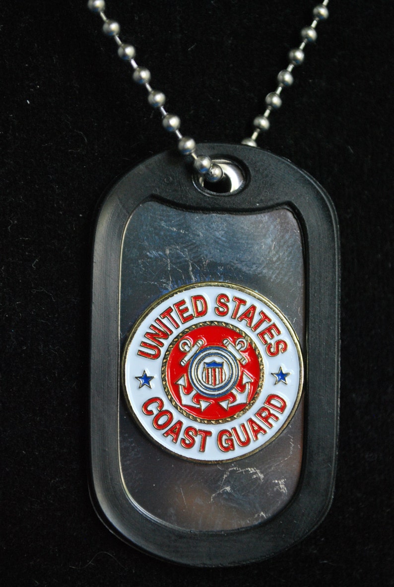 Military Style Dog Tags Coast Guard Insignia Tag Stamped Etsy