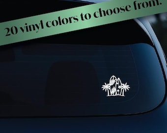 Vinilo decorativo de tablas de surf y palmeras - Regalo para surfistas