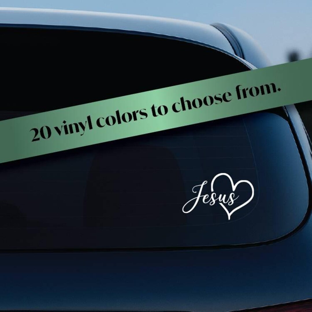 Heart Jesus Script Jesus Heart Vinyl Decal, Christian Car Decal, Faith Sticker, Religious ...