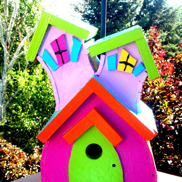 Homemade whimsical birdhouse