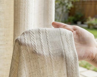 Japanese Style Cotton Linen Curtain Natural Texture Half Shading Drapes for Living Room Bedroom Soft Light Filtering Window Panel
