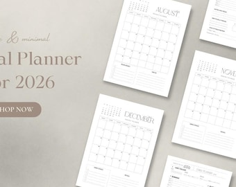 Minimalist Digital Planner 2026 – Hyperlinked Goodnotes, iPad Organizer (Digital Download)
