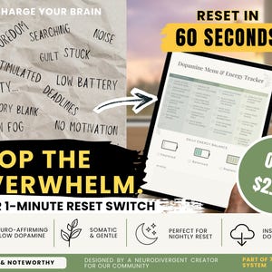 Dopamine Menu ADHD Stimulation Tool Digital Brain Fuel Executive Dysfunction ADHD Relief Energy Tracker Neurodivergent Wellness Gift PDF
