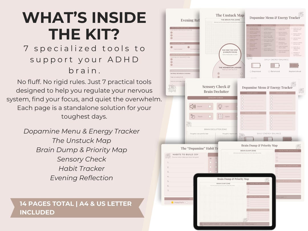 ADHD Survival Kit Dusty Rose Edition - Neurodivergent Executive ...