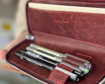 Wzór na skórzany piórnik z zamkiem błyskawicznym w formacie PDF, minimalistyczne etui do przechowywania, wyroby skórzane DIY, pobieranie cyfrowe