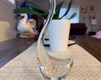 Vintage Murano Style Art Glass Swan Or Crane Statue Figurine
