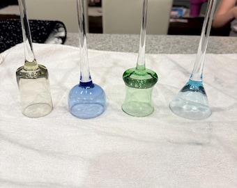 Vintage handblown baseless cordial glasses. Set of 4