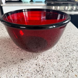Vintage Arcoroc France Ruby Red Glass Serving Bowl | French Tempered Glass Mixing Bowl | Deep Red Kitchen Decor | 1970s–1980s