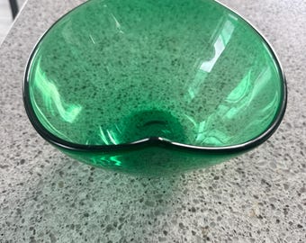 Vintage Forrest Green Or Emerald Colored Bowl