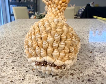 Vintage Folk Art Seashell Encrusted Whale Figurine