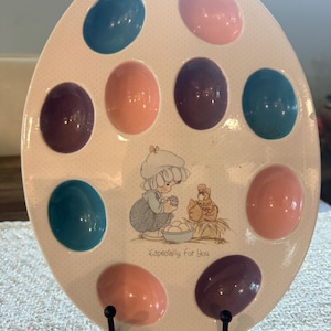 Vintage Enesco Precious Moments Deviled Egg Tray/Plate/Platter Holds 10 Eggs