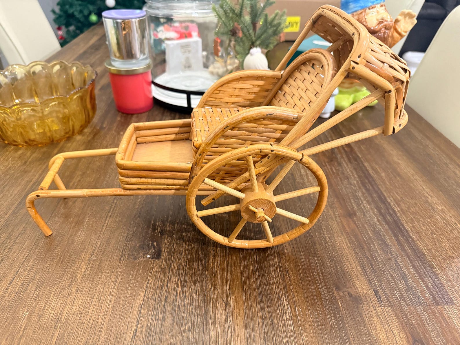 Vintage Bamboo Wicker Rickshaw Planter Stand - Etsy