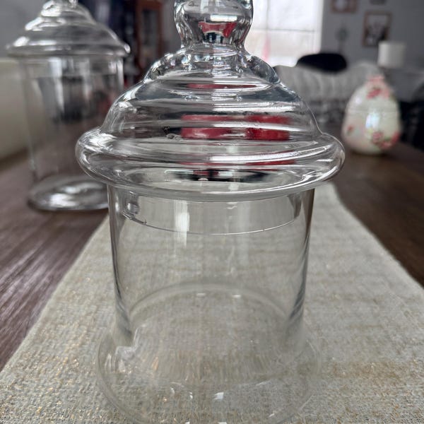 Tarro de boticario vintage de vidrio transparente
