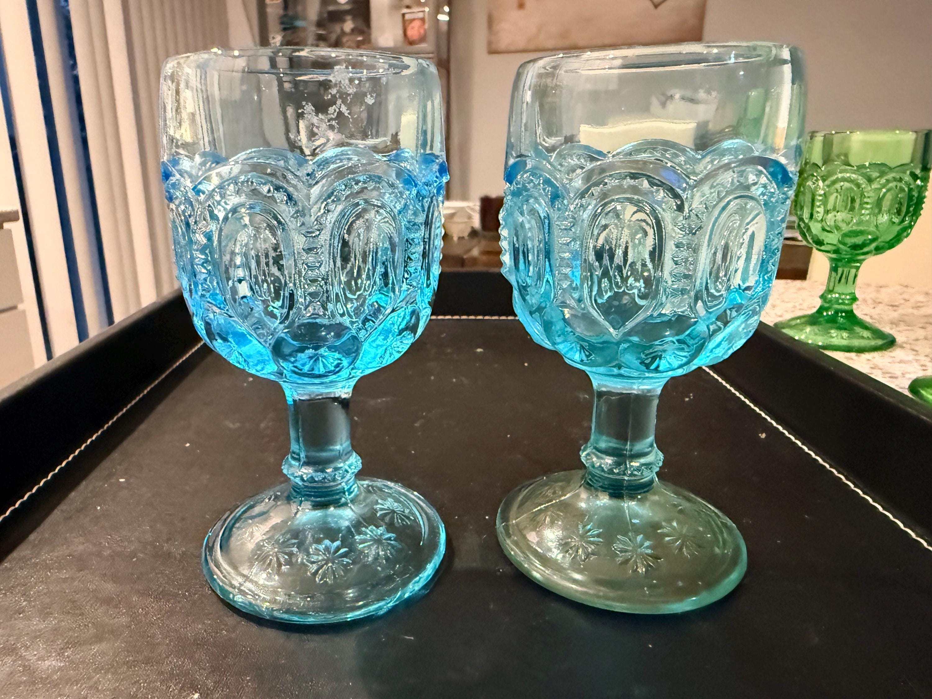 L.e. Smith Moon and Stars Blue Drink Glass - Etsy