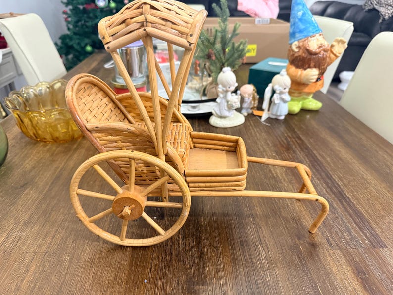Vintage Bamboo Wicker Rickshaw Planter Stand - Etsy