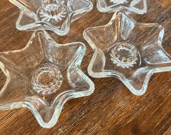 Portavelas vintage de cristal transparente con forma de estrella de Anchor Hocking