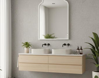 Miroir de salle de bain arqué, meuble-lavabo moderne, miroir mural décoratif