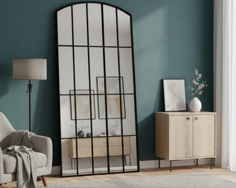 Gothic Arch Window Wall Mirror, Window Pane Decor