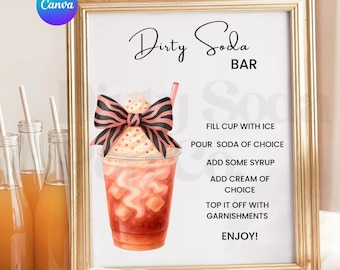 Dirty soda bar signe menu aquarelle soda mobile soda boutique vendeur festival soda sale remorque coquette soda sale entreprise toile