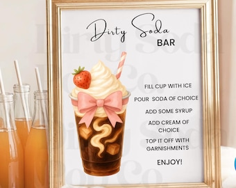 Dirty soda vendor stand business soda bar menu sign mobile dirty soda tent watercolor clipart png coquette canva template dirty soda shop