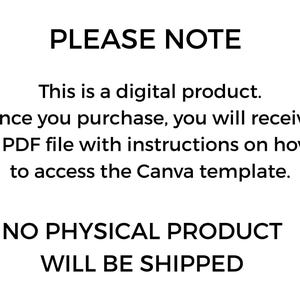 May include: White text on a black background reads "PLEASE NOTE" followed by details about a digital product. The text explains that a PDF with instructions will be provided upon purchase, and that no physical product will be shipped.