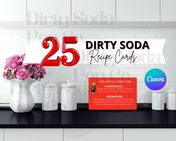 Dirty Soda Recipe Card Bundle templates soda shop menu mobile dirty soda stand vendor tent soda starter kit banner soda trailer printable