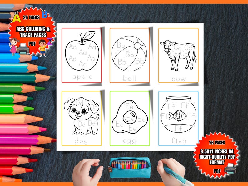 Preschool Abc Learn Pages | Alphabet Color & Trace Activity | Handwrite ...