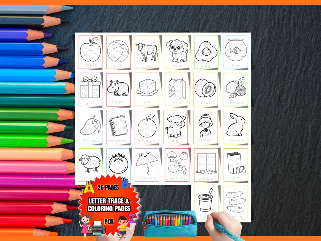 Preschool Abc Learn Pages | Alphabet Color & Trace Activity | Handwrite ...