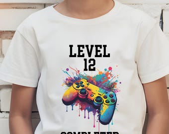 Geburtstag T-Shirt für Jungen, Shirt mit Zahl, Geschenk für Geburtstagskind, Geburtstagsshirt Gamer, Geburtstagsshirt  8 9 10 11 12 13 14