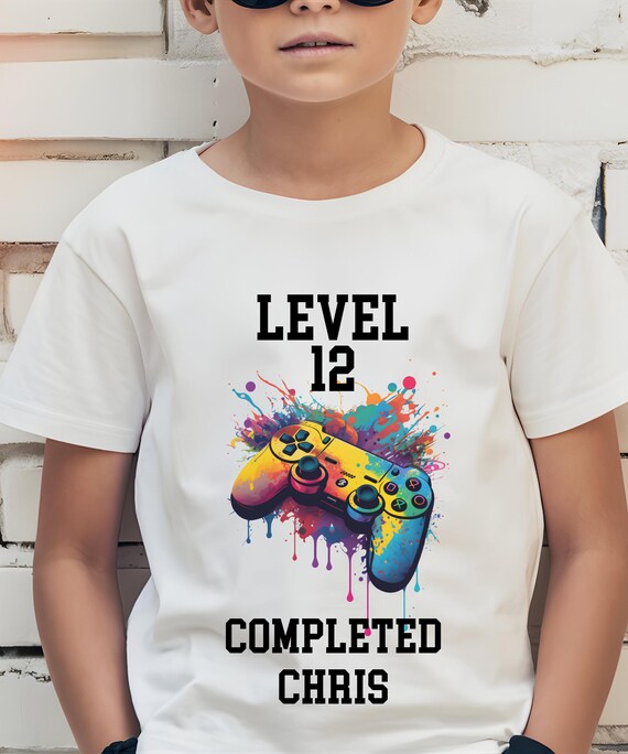 Geburtstag T-Shirt für Jungen, Shirt mit Zahl, Geschenk für Geburtstagskind, Geburtstagsshirt Gamer, Geburtstagsshirt  8 9 10 11 12 13 14