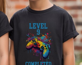 Geburtstag T-Shirt für Jungen, Shirt mit Zahl, Geschenk für Geburtstagskind, Geburtstagsshirt Gamer, Geburtstagsshirt  8 9 10 11 12 13 14