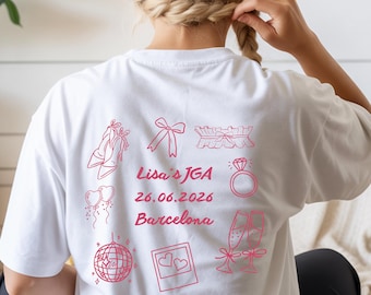 Team Bride T-Shirt – JGA Shirt für Brautjungfern, personalisiertes Junggesellinnenabschied Shirt, JGA Pullover, Doodle Shirt