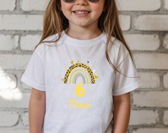 Geburtstag T-Shirt für Kinder Mädchen, Shirt mit Zahl, Regenbogen Look, Geschenk für Geburtstagskind, Geburtstagsshirt 1 2 3 4 5 6 7 8 9 10